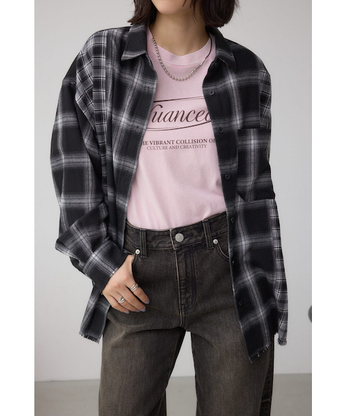 【堀田茜さん着用アイテム】切替デザインチェックシャツ