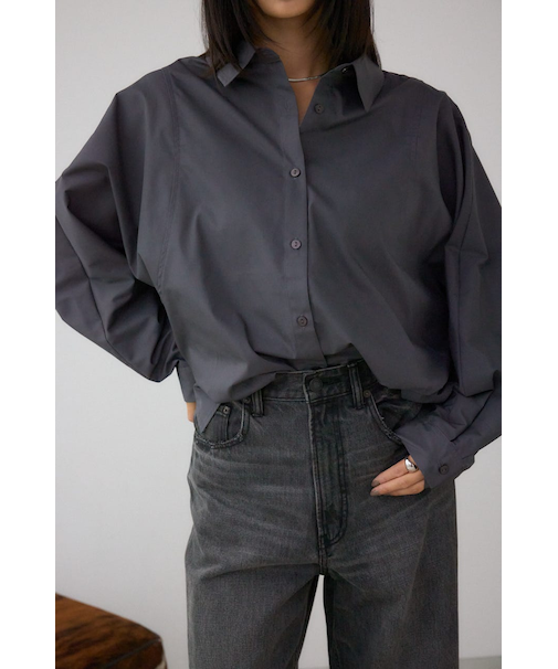 タックヘム長袖コクーンシャツ