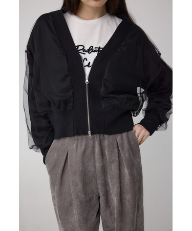 チュールドッキングニットカーディガン