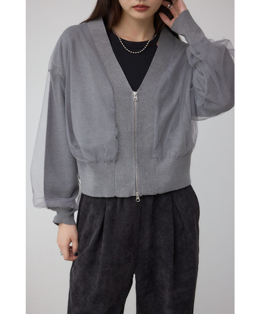 チュールドッキングニットカーディガン