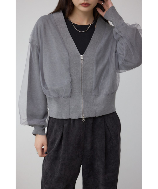 チュールドッキングニットカーディガン