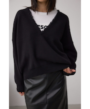 Vネックフリンジスウェッターニット