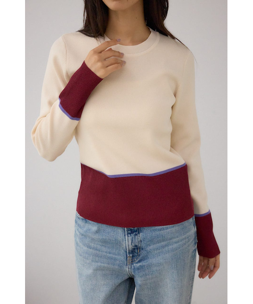 ラメバイカラーニットトップス