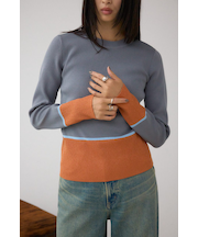 ラメバイカラーニットトップス