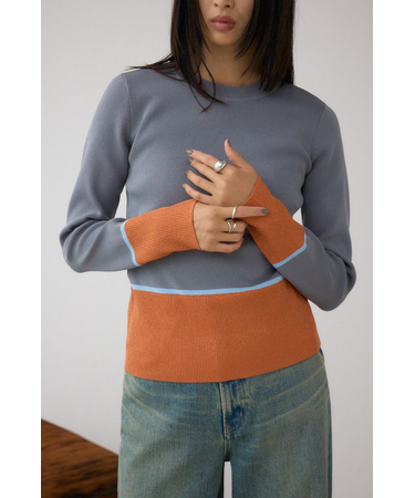 ラメバイカラーニットトップス