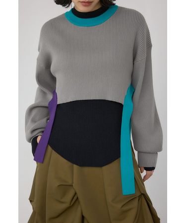 【PLUS】パネルドレープレイヤードセットニット