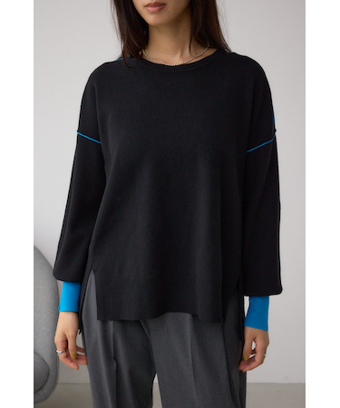 バイカラーカフニット