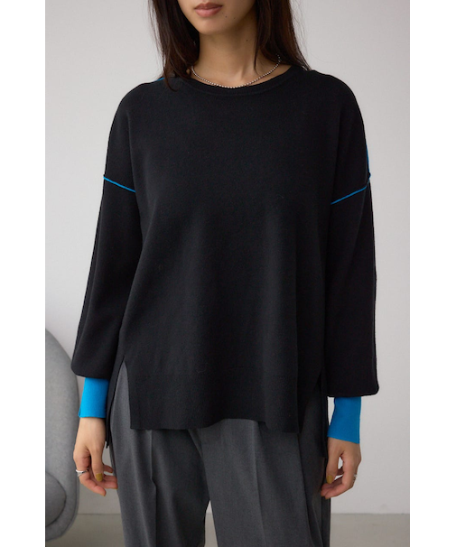 バイカラーカフニット