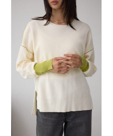 バイカラーカフニット