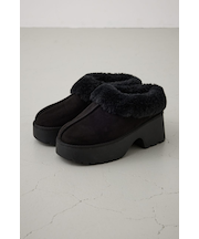 厚底ムートンヒールデザインスリッポン