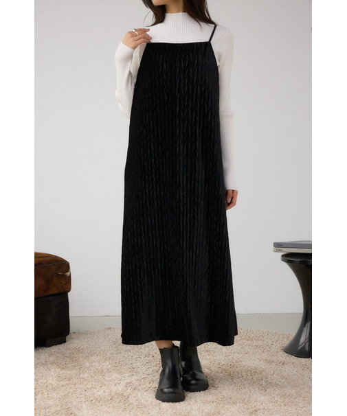 プリーツベロアキャミワンピース