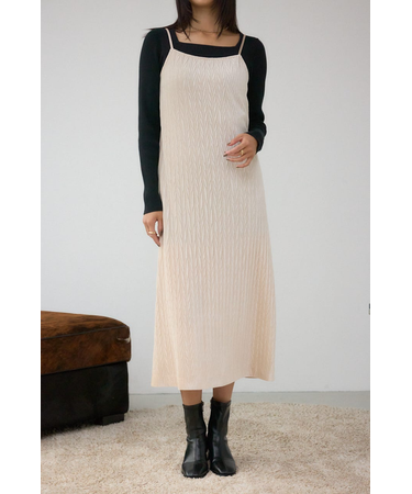 プリーツベロアキャミワンピース