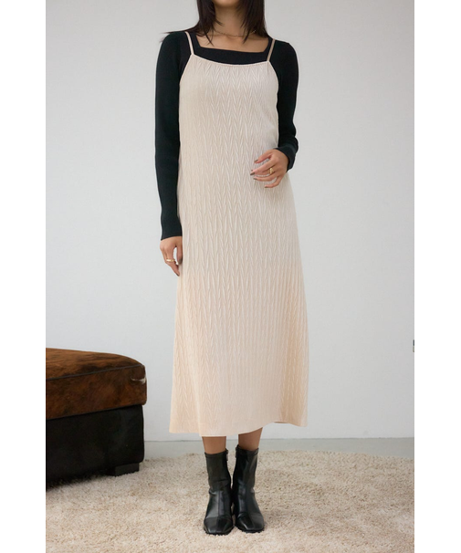 プリーツベロアキャミワンピース