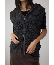 ZIPフーディループニットベスト