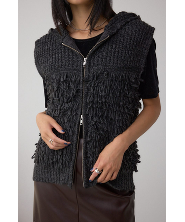 ZIPフーディループニットベスト