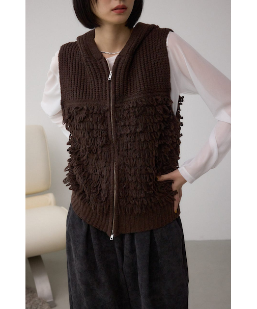 ZIPフーディループニットベスト