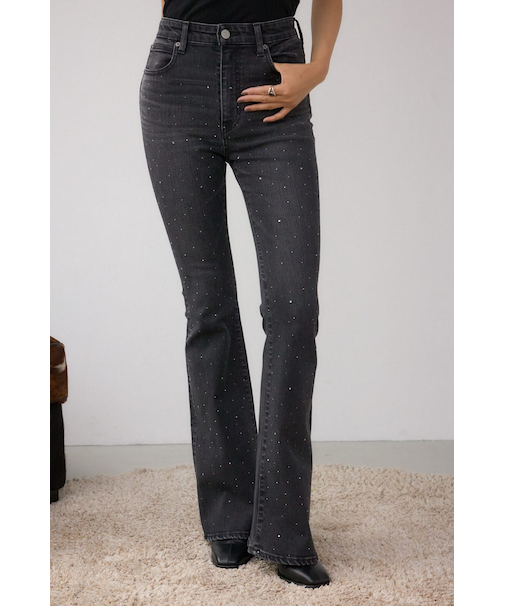 AZUL DENIM ラインストーンフレアデニム