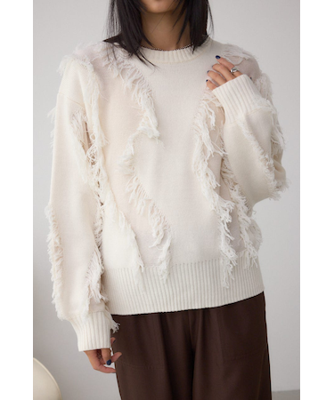 フリンジデザインニットトップス