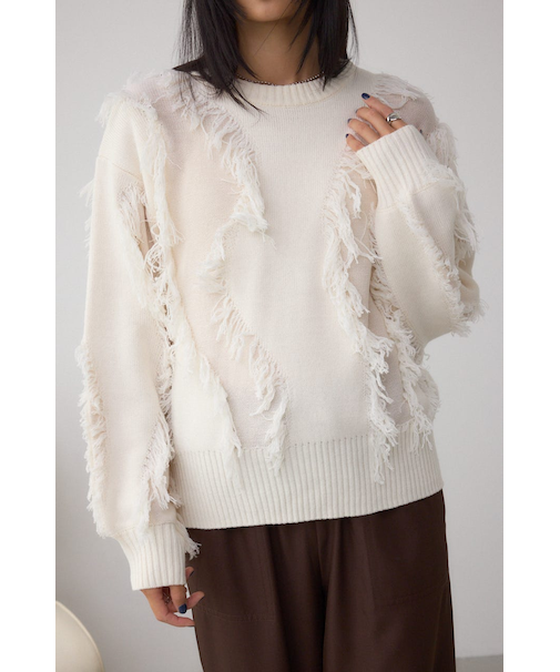 フリンジデザインニットトップス