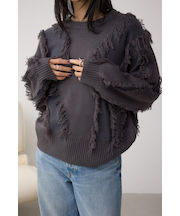 フリンジデザインニットトップス