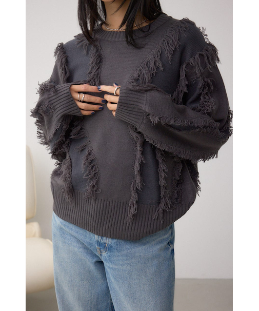 フリンジデザインニットトップス