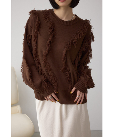 フリンジデザインニットトップス
