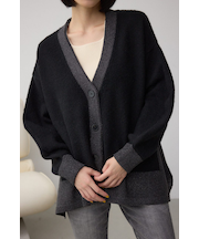 ラメバイカラーニットカーディガン