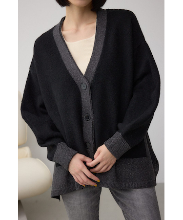 ラメバイカラーニットカーディガン