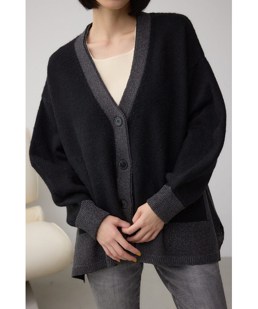 ラメバイカラーニットカーディガン