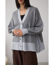 ラメバイカラーニットカーディガン