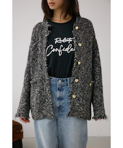 【堀田茜さん着用アイテム】ツイードライクニットカーディガン