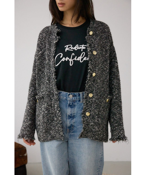 【堀田茜さん着用アイテム】ツイードライクニットカーディガン