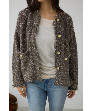 【堀田茜さん着用アイテム】ツイードライクニットカーディガン