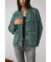 【堀田茜さん着用アイテム】ツイードライクニットカーディガン