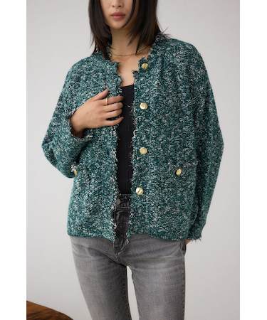 ツイードライクニットカーディガン