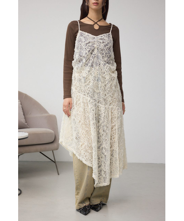 【堀田茜さん着用アイテム】アシンメトリーレイヤードレースキャミワンピース