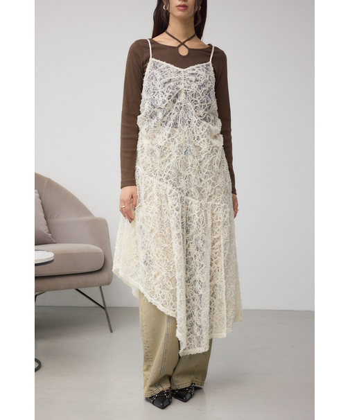 【堀田茜さん着用アイテム】アシンメトリーレイヤードレースキャミワンピース