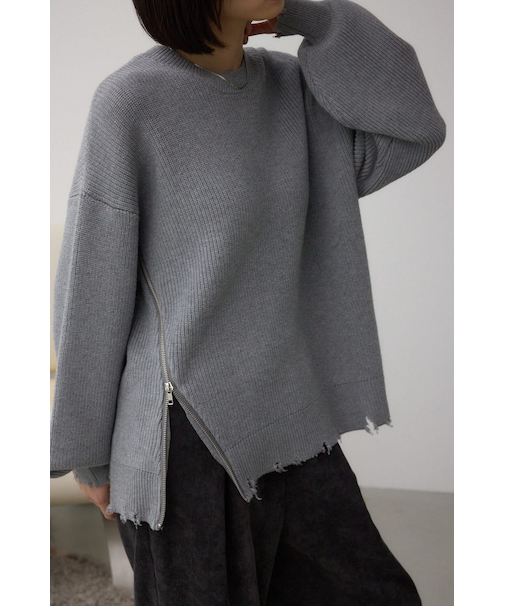 サイドZIPニットトップス
