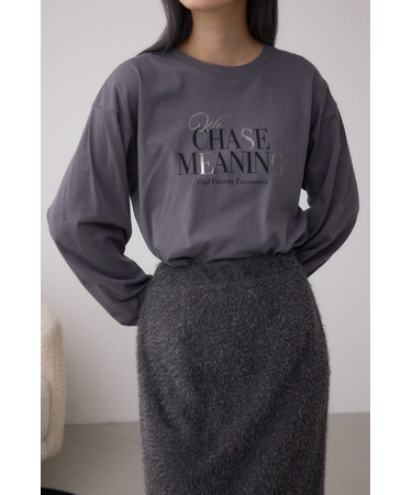 メタリックパーツプリントロングTシャツ