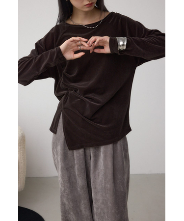 ベロアアシメカットトップス