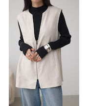 Vネックスエードギャザーベスト