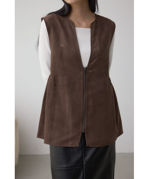 Vネックスエードギャザーベスト