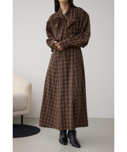 チェックボウタイワンピース