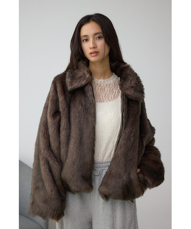 ジップアップファーコート