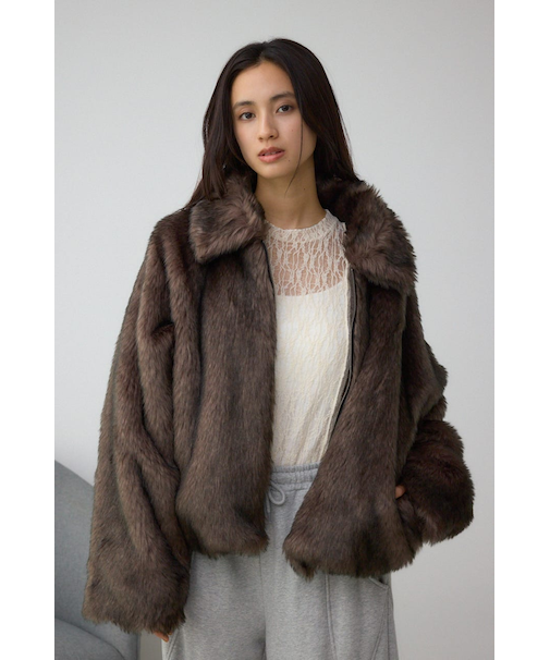 ジップアップファーコート