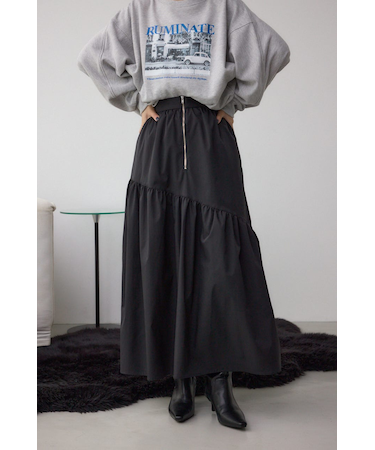 フロントジップフレアスカート