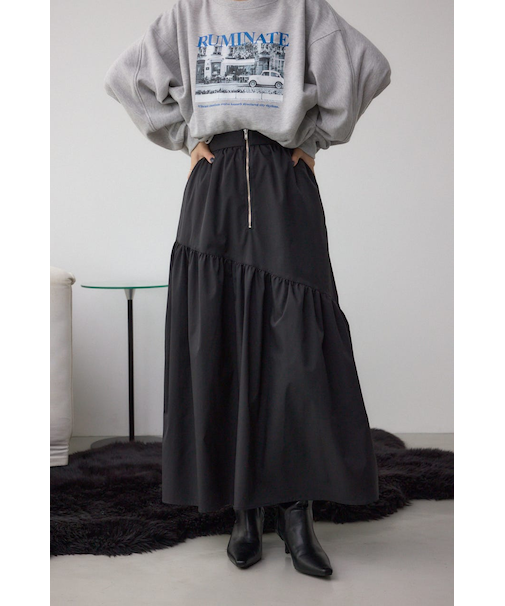 フロントジップフレアスカート