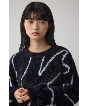 ニュアンス柄ニットトップス