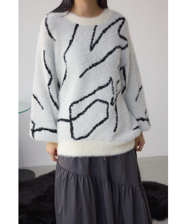 ニュアンス柄ニットトップス