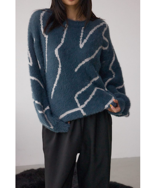 ニュアンス柄ニットトップス